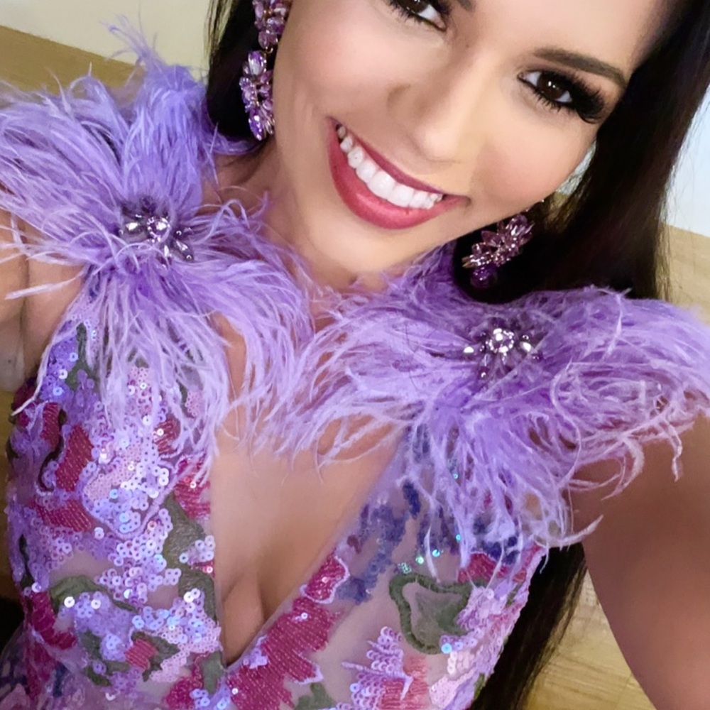 NADINE MERABI Purple Sequin Dress